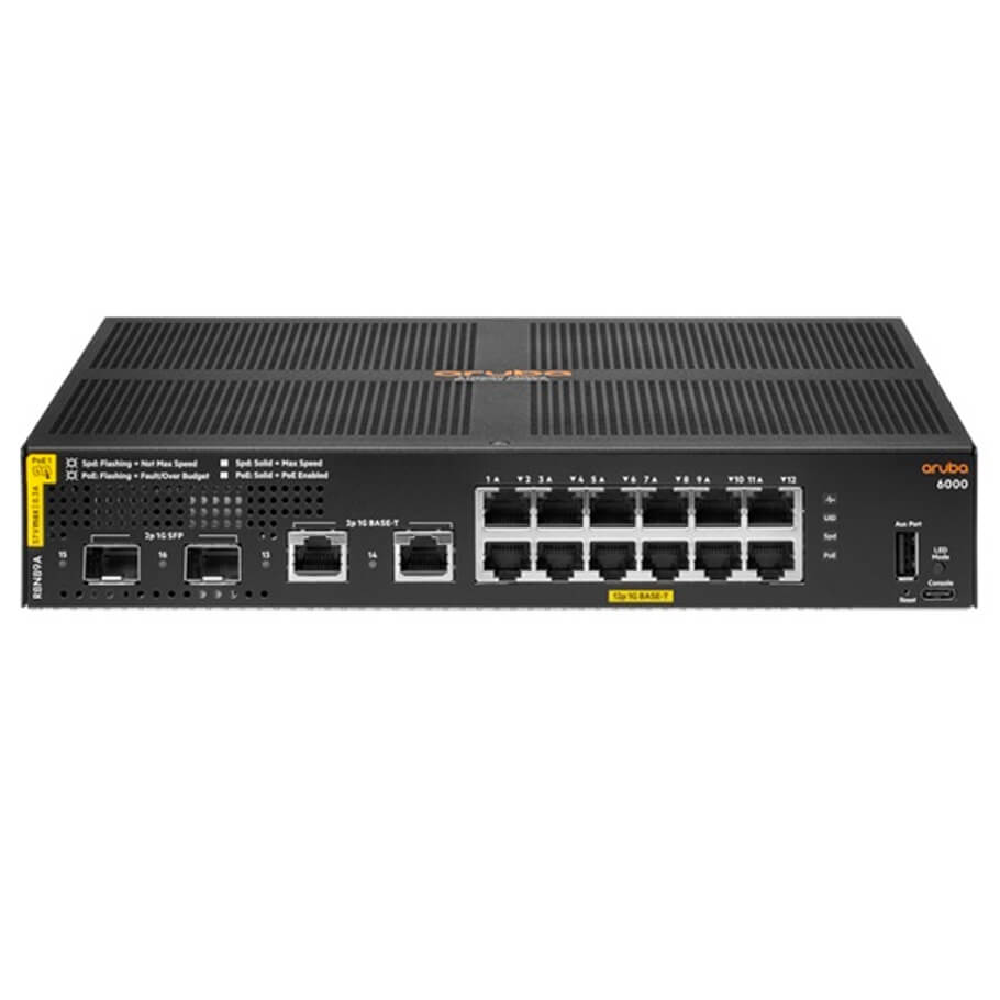 HPE Aruba 6000 12G Class4 PoE 2G/2SFP 139W Switch R8N89A